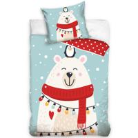 Kerst dekbedovertrek Ijsbeer met Sjaal 140 x 200 cm - thumbnail