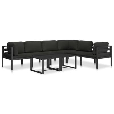 Middenbank sectioneel met kussens aluminium antracietkleurig - thumbnail