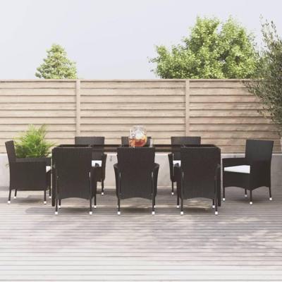 9-delige Tuinset poly rattan zwart