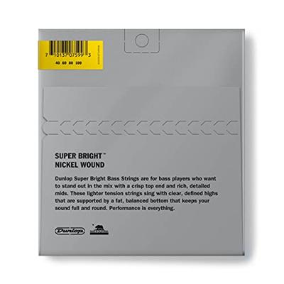 Dunlop DBSBN40100 Super Bright NW Light 40-100 snarenset voor basgitaar Dunlop DBSBN40100 Super Bright NW Light 40-100 snarenset voor basgitaar