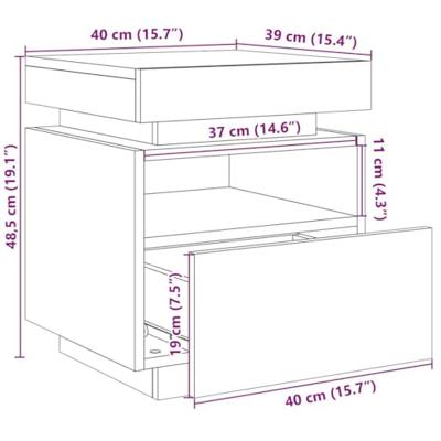 Nachtkastje met LED-verlichting 40x39x48,5 cm sonoma eikenkleur