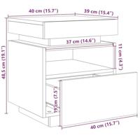 Nachtkastje met LED-verlichting 40x39x48,5 cm sonoma eikenkleur - thumbnail