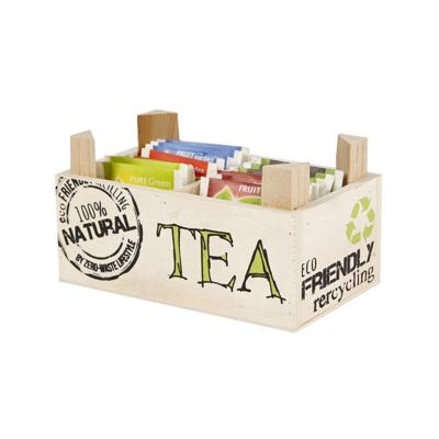 Theedoos &apos;natural&apos; 2 vakken 15x9x8cm