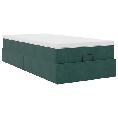 Ottoman bed met matras 100x200 cm fluweel donkergroen