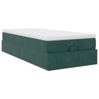 Ottoman bed met matras 100x200 cm fluweel donkergroen - thumbnail