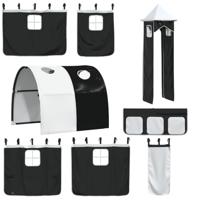 Stapelbed met glijbaan en gordijnen wit en zwart 80x200 cm - thumbnail