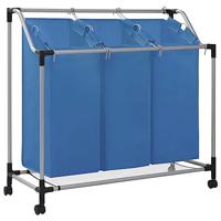 VidaXL Wassorteerder met 3 zakken staal blauw - thumbnail