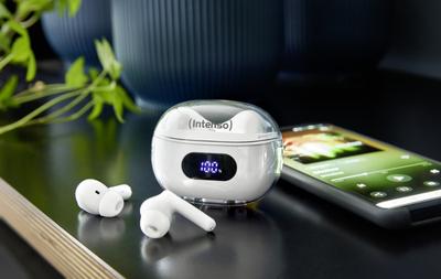 Intenso Buds Plus T312AE weiß In Ear headset Bluetooth Stereo Wit Noise Cancelling Mobiele telefoon