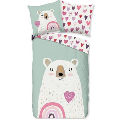 Good Morning Kinderdekbedovertrek "beer met hart en regenboog" - Multi - (140x200/220 cm) - Katoen Flanel Good Morning Kinderdekbedovertrek "beer met hart en regenboog" - Multi - (140x200/220 cm) - Katoen Flanel