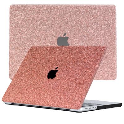 Lunso MacBook Pro 16 inch M1/M2 (2021-2023) cover hoes - case - Glitter Rose Goud