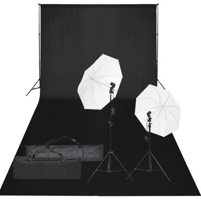 Fotostudioset met verlichtingsset en achtergrond