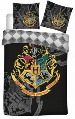 Harry Potter - Hogwarts Black & White 1 Persoons Dekbedovertrek (140cm x 200cm)( Polyester)