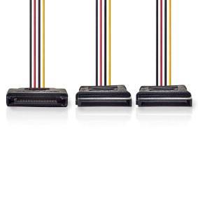 Nedis Interne Voedingskabel | SATA 15-Pins Male | 2x SATA 15-Pins Female | Verguld | 0.15 m | Rond | PVC | Multicolour | Doos - CCGB73190VA015