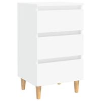 Nachtkastje met massief houten poten 40x35x69 cm wit - thumbnail