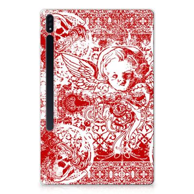 Tablet BackCover Samsung Galaxy Tab S7 Plus | S8 Plus Angel Skull Rood Tablet BackCover Samsung Galaxy Tab S7 Plus | S8 Plus Angel Skull Rood