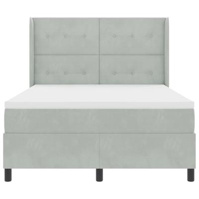 Boxspringbed met hoofdeinde Lichtgrijs 140 x 190 cm Fluweel