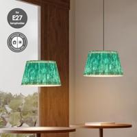 Papieren Gevouwen Lampenkap - Conisch - Blauw - ø40 x 24 cm - E27 fitting - Voor Staande Lamp - Ontworpen voor woonkamer en eetkamer - thumbnail