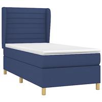 Boxspring met matras stof blauw 100x200 cm - thumbnail