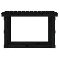 VidaXL Haardhoutrek 108x64,5x77 cm massief grenenhout zwart - thumbnail