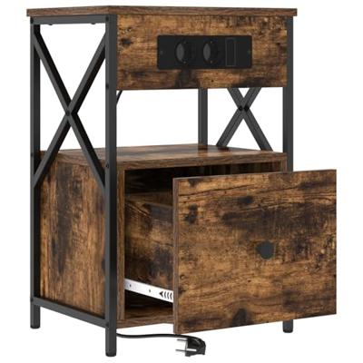 Nachtkastje 2 pcs Gerookt eiken 40 x 31 x 60 cm Bewerkt hout