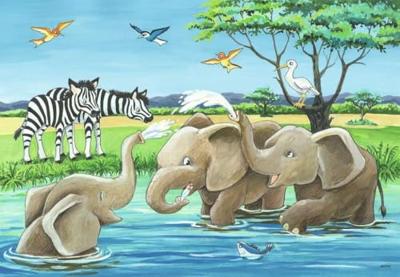 Ravensburger legpuzzel jonge dieren uit de hele wereld, 2x12 st.