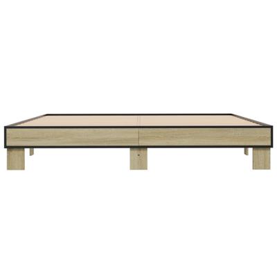Bedframe bewerkt hout metaal sonoma eikenkleurig 200x200 cm