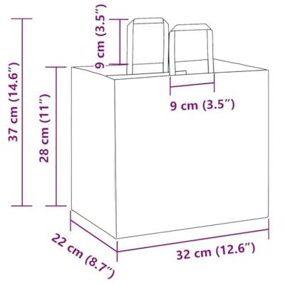VidaXL Papieren zakken 50 st met hengsels 32x22x28 cm wit