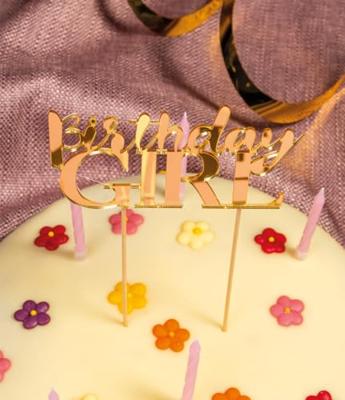 Taart Topper Birthday Girl Gold - thumbnail