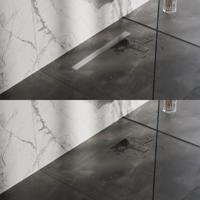 Douchegoot Brauer RVS Inclusief Vloerflens 70x7 cm Zero Tegelinlegrooster Omkeerbaar Brauer - thumbnail