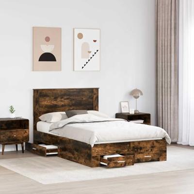 Bedframe met lade met hoofdeinde met opslag Bewerkt hout