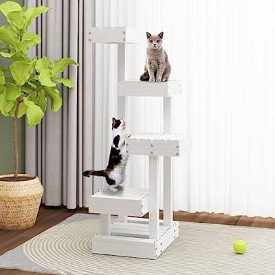 Kattenmeubel 45,5x49x103 cm massief grenenhout wit