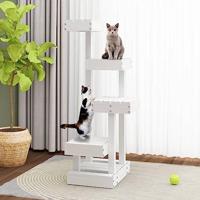 Kattenmeubel 45,5x49x103 cm massief grenenhout wit - thumbnail