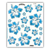 Stickerset hawaiiaanse bloemen blauw M - thumbnail