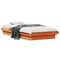 Bedframe met LED massief grenenhout wasbruin 100x200 cm - thumbnail