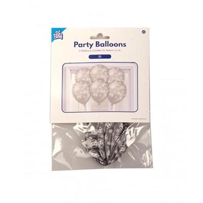 Latexballonnen zilver 25-jarig jubileum (6st)
