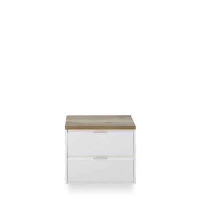 Porto Badmeubelset 70 cm - Wit Hoogglans - Wastafel Bovenblad Natuur Eiken