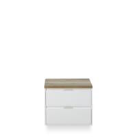 Porto Badmeubelset 70 cm - Wit Hoogglans - Wastafel Bovenblad Natuur Eiken - thumbnail