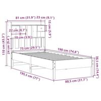 Bed met boekenkast zonder matras massief grenenhout 75x190 cm - thumbnail