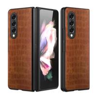 Lunso - Croco patroon cover hoes - Samsung Galaxy Z Fold3 - Bruin - thumbnail