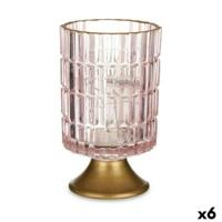 Led-lantaarn Roze Gouden Glas 10,7 x 18 x 10,7 cm (6 Stuks) - thumbnail