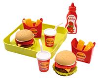 Ecoiffier 100% chef hamburgerset op dienblad - thumbnail