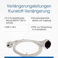 AS Schwabe 50511 Stroom Verlengkabel 16 A Wit 5.00 m H05VV-F 3G 1,5 mm² - thumbnail