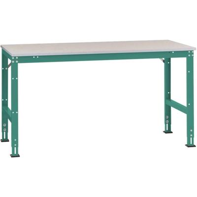 Manuflex AU4021.0001 Werk achtergrond tafel universele standaard met melamine schijf, bxdxh = 1250 x 600 x 760-870 mm Grijs, Groen