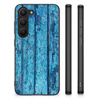 Samsung Galaxy S23 Houten Print Telefoonhoesje Wood Blue - thumbnail