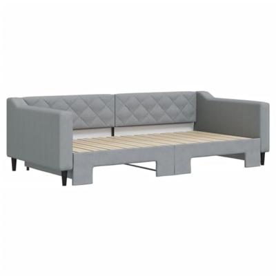 Slaapbank met onderschuifbed 100x200 cm stof lichtgrijs