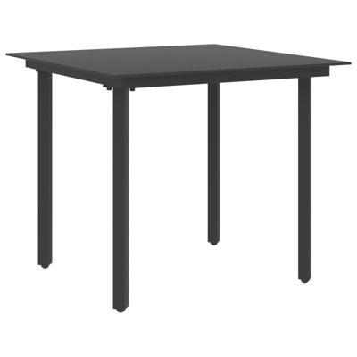 Tuintafel 80x80x74 cm staal en glas zwart Tuintafel 80x80x74 cm staal en glas zwart