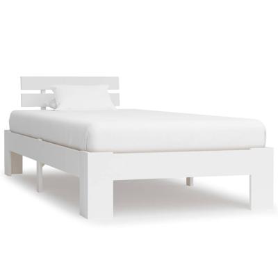 Bedframe massief grenenhout wit 100x200 cm