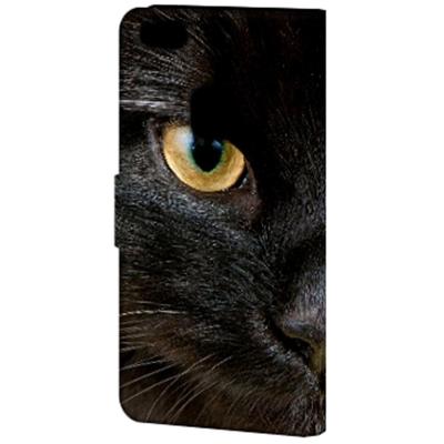 Huawei P10 Lite | Telefoonhoesje | Met pasjeshouder | Zwarte Kat