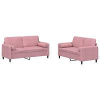 2-delige Loungeset met kussens fluweel roze - thumbnail