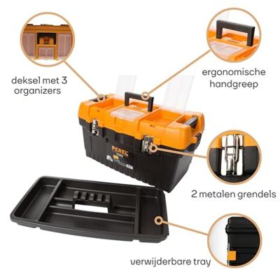 Gereedschapskoffer met metalen sloten Perel OM22M Gereedschapskoffer met metalen sloten Perel OM22M